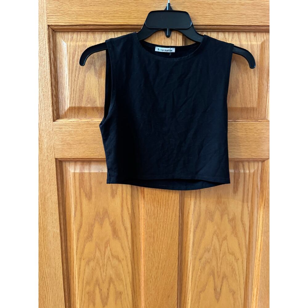 Reformation Ryland Cropped Tank Top - New, Size Small, Black - Picture 4 of 7